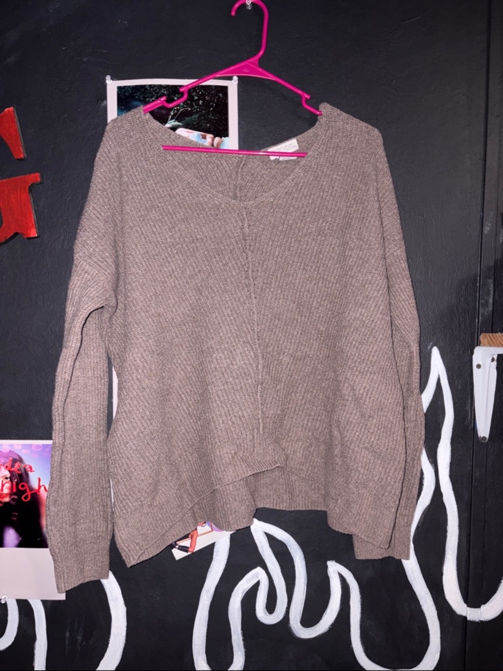 ruby moon Taupe V-Neck Knit Sweater